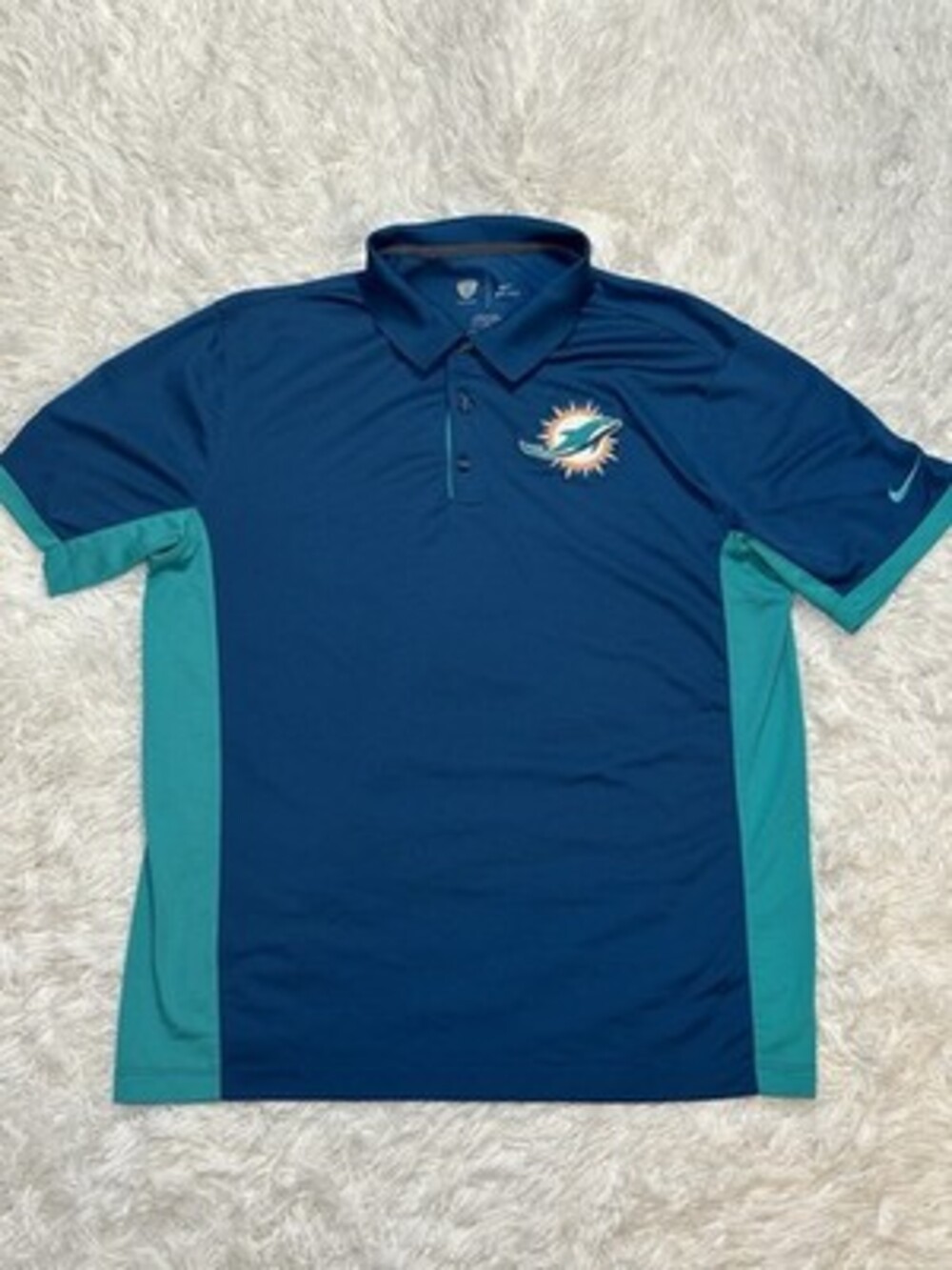 NFL Nike Dri-Fit Miami Dolphins Golf Polo Shirt Men’s L Aqua Short Sleeve